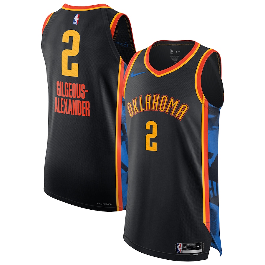 Men Oklahoma City Thunder #2 Shai Gilgeous-Alexander Nike Black City Edition 2024-25 Authentic Player NBA Jersey->customized nba jersey->Custom Jersey